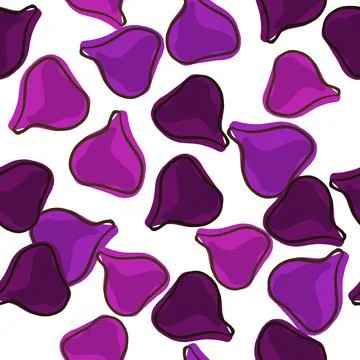 Simple abstract style seamless pattern with purple random fig silhouettes pri Illustrazione stock