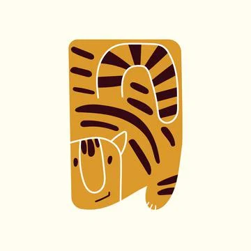 Simple abstract tiger for New Year 2022 greeting card or poster template Stock Illustration