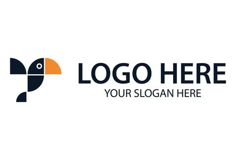 Simple Abstract Toucan Bird or Parrot Logo Design	 Stock Illustration