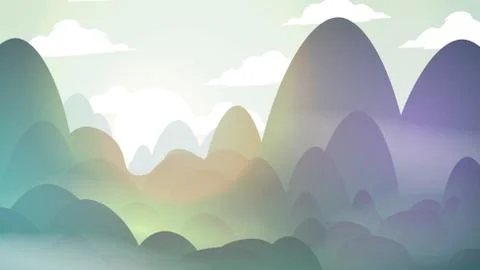Simple Abstract Valley Landscape  - Vector Illustration Stock Illustration