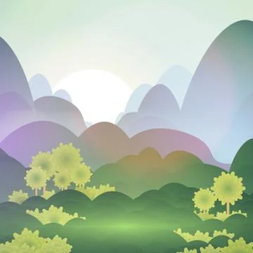 Simple Abstract Valley Landscape  - Vector Illustration Stock Illustration