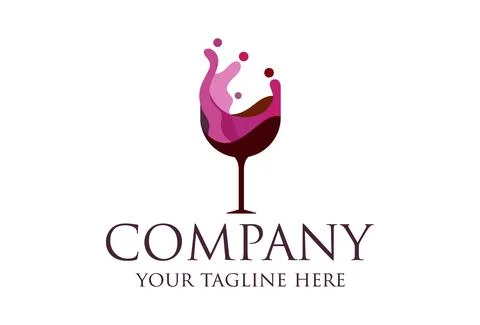 Simple Abstract Wine Bar Splash Logo Design	 Stock Illustration