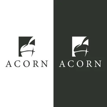 Simple Acorn Logo Clean Minimal Design for Eco Brand Identity Illustrazione stock