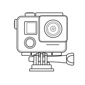 Simple action camera icon in outline style Stock Illustration