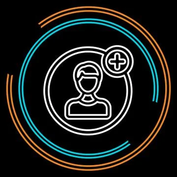 Simple Add Friend Thin Line Vector Icon Stock Illustration