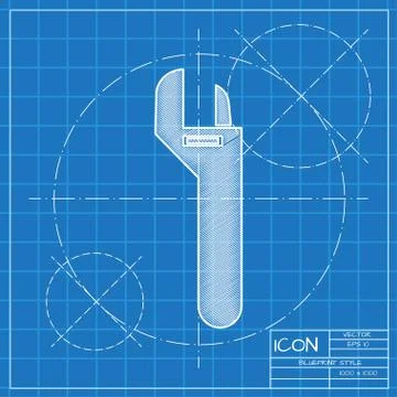 Simple adjustable pipe wrench illustration. Repair and service vector icon Stock Illustration