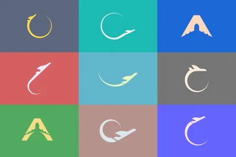 Simple airplane logo template | Set of modern travel logo designs Stock Illustration