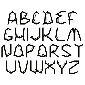 Simple alphabet on white background.Art font.Vector illustration. Stock Illustration