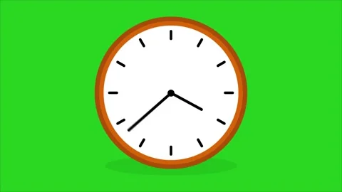 Simple Analog Clock at 45 minutes Isolated on Green background and motion v.. Stock Footage 322716796