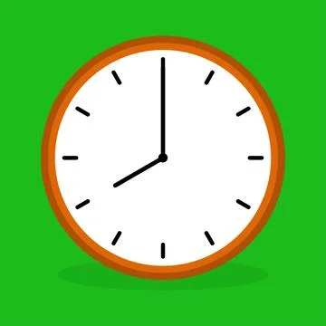 Simple Analog Clock at 8 Isolated on Green background and vector design. Stock Illustration