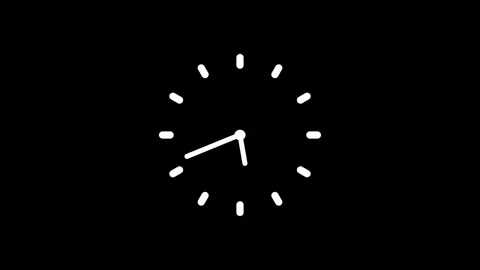 Simple analog clock icon minimal hands and tick marks animation Stock Footage 336884917