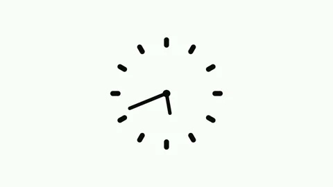 Simple analog clock icon minimal hands and tick marks animation Stock Footage 336884940