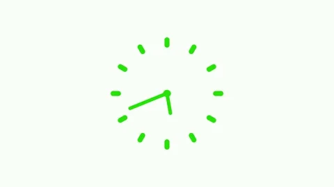 Simple analog clock icon minimal hands and tick marks animation Stock Footage 336884955