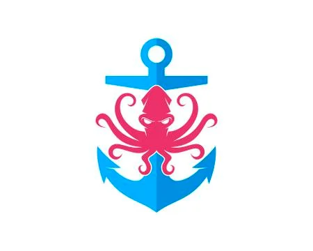 Simple anchor with octopus inside Stock Illustration