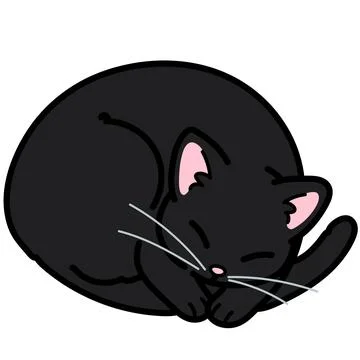 Simple and adorable black cat sleeping outlined 库存插图