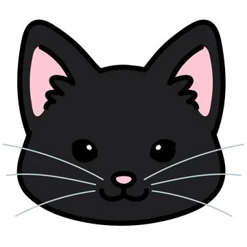 Simple and adorable black cat face outlined 库存插图