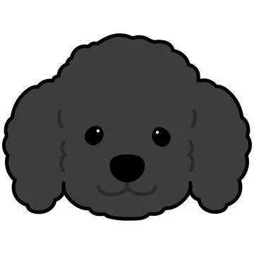 Simple and adorable black colored Poodle dog illustration front head Stock Illustration