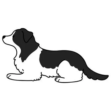 Simple and adorable Border Collie lying down outlined Stock Illustration