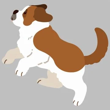 Simple and adorable flat colored Saint Bernard Dog illustration Jumping Stock Illustration