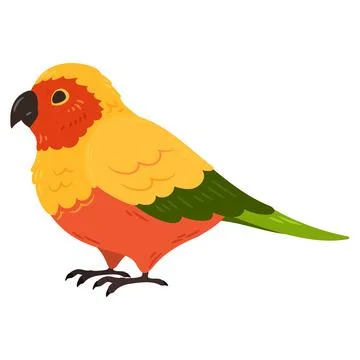 Simple and adorable flat colored Parakeet illustration Stock Illustration