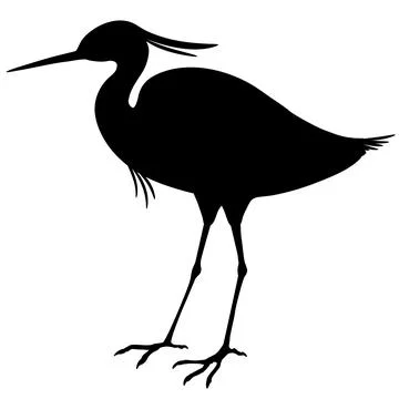 Simple and adorable flat colored Little Egret illustration in silhouette Stock Illustration