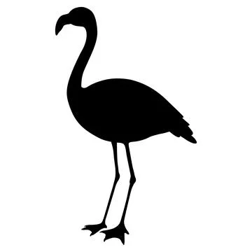 Simple and adorable flat colored Flamingo in silhouette Stock Illustration