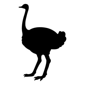 Simple and adorable flat colored Ostrich illustration in silhouette Stock Illustration