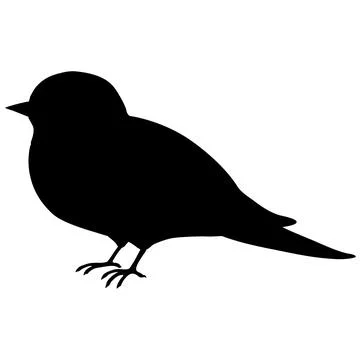 Simple and adorable flat colored Swallow illustration in silhouette Stock Illustration