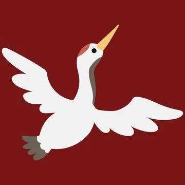 Simple and adorable flat colored crane illustration Stock Illustration