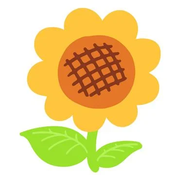 Simple and adorable flat colored Sunflower Stock Illustration