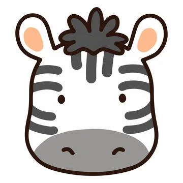 Simple and adorable fluffy zebra head outlined Stock Illustration