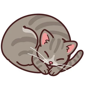 Simple and adorable Gray Tabby cat sleeping outlined Stock Illustration