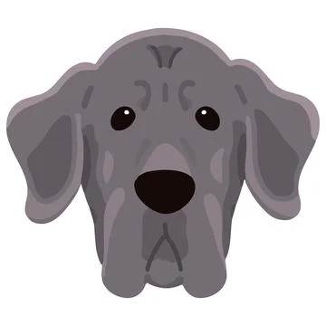 Simple and adorable Great Dane illustration front face flat colored Stock Illustration