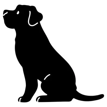 Simple and adorable Great Dane Silhouette sitting in side view with details Stock Illustration