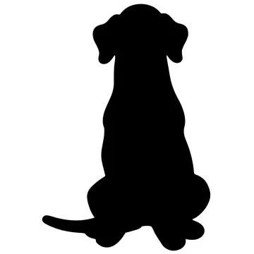 Simple and adorable Great Dane Silhouette sitting in front view Stock Illustration