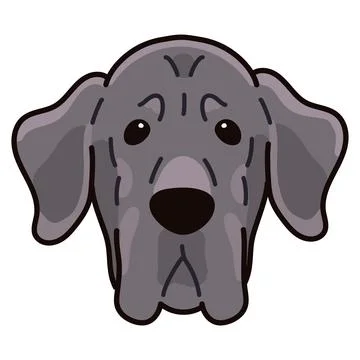 Simple and adorable Great Dane illustration front face Stock Illustration
