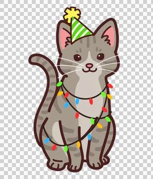 Simple and adorable Grey Tabby Cat in Christmas costume Stock Illustration