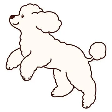 Simple and adorable jumping white colored Poodle dog illustration Stock Illustration