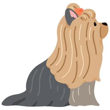 Simple and adorable Long Haired Yorkshire Terrier illustration sitting in s.. Stock Illustration