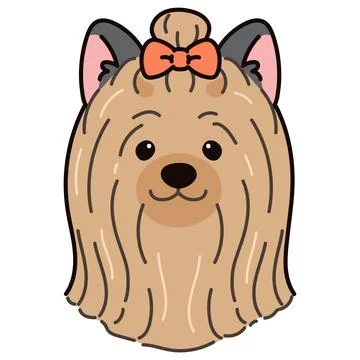 Simple and adorable Long Haired Yorkshire Terrier illustration front head Stock Illustration