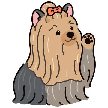 Simple and adorable Long Haired Yorkshire Terrier illustration waving Stock Illustration