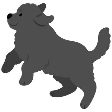 Simple and adorable Newfoundland dog illustration jumping flat colored Illustrazione stock