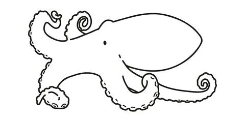 Simple and adorable octopus line art illustration Stock Illustration
