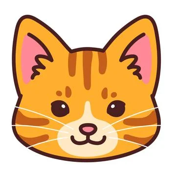 Simple and adorable Orange Tabby cat face outlined 스톡 일러스트