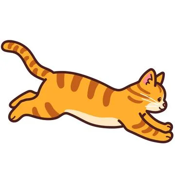 Simple and adorable Orange Tabby cat jumping outlined Stock Illustration