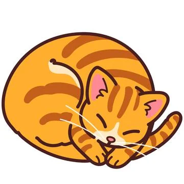 Simple and adorable Orange Tabby cat sleeping outlined Stock Illustration