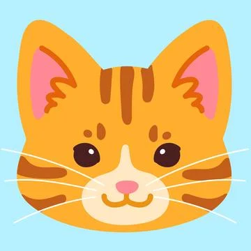 Simple and adorable Orange Tabby cat face flat colored Ilustración de archivo