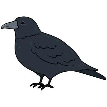 Simple and adorable outlined Crow illustration Stock Illustration