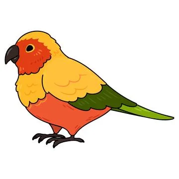 Simple and adorable outlined Parakeet illustration Stock Illustration