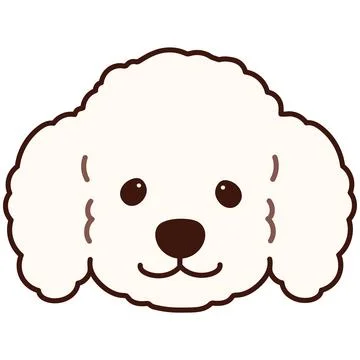 Simple and adorable white colored Poodle dog illustration front head Stock Illustration
